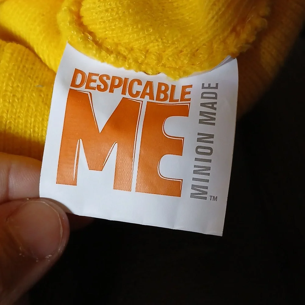 Minions Despicable Me Knit Beanie Yellow Pom kids unisex